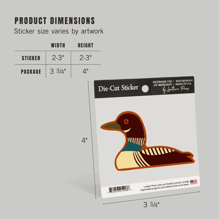 Common Loon, Geometric, Contour, Lantern Press Artwork, Vinyl Sticker - Lantern Press