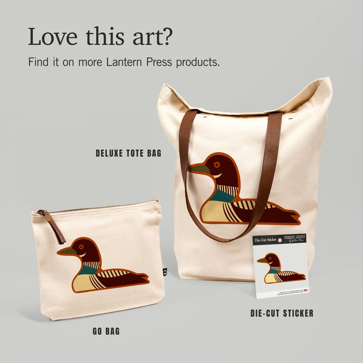 Common Loon, Geometric, Contour, Lantern Press Artwork, Vinyl Sticker - Lantern Press