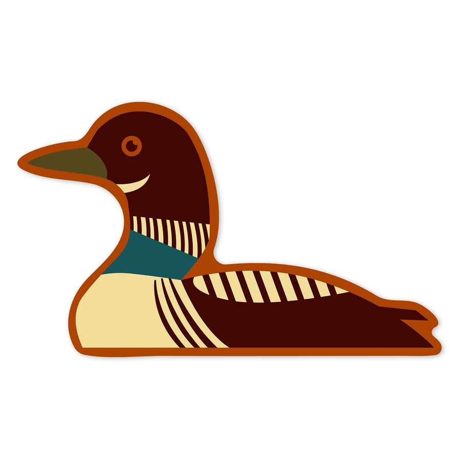 Common Loon, Geometric, Contour, Lantern Press Artwork, Vinyl Sticker - Lantern Press