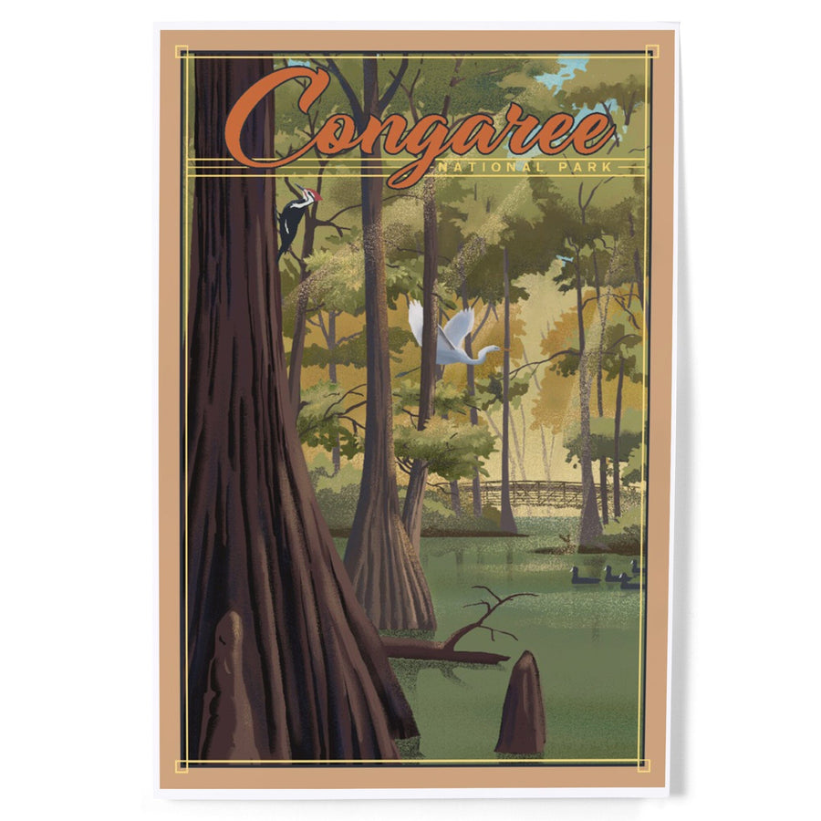 Congaree National Park, South Carolina, Lithograph National Park Series, Art & Giclee Prints - Lantern Press