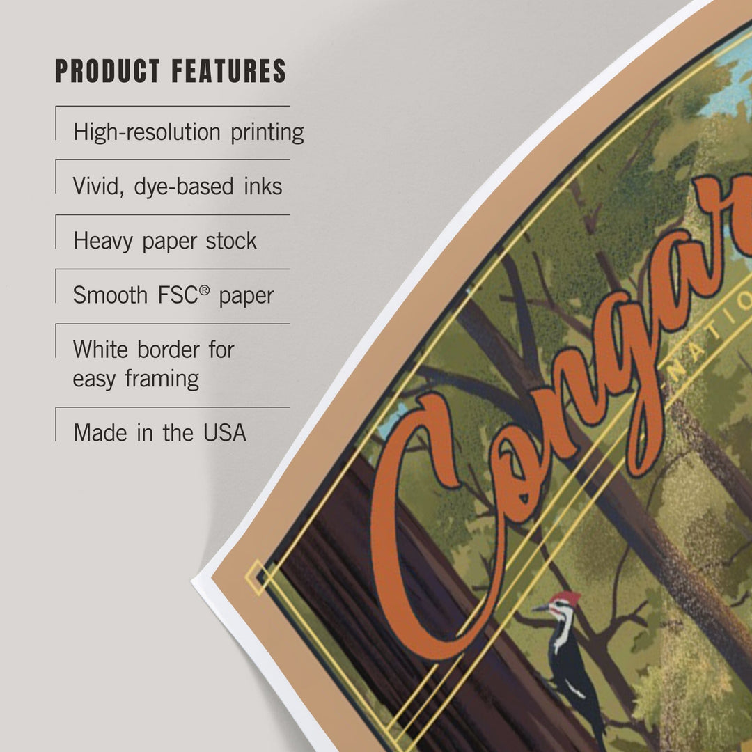 Congaree National Park, South Carolina, Lithograph National Park Series, Art & Giclee Prints - Lantern Press