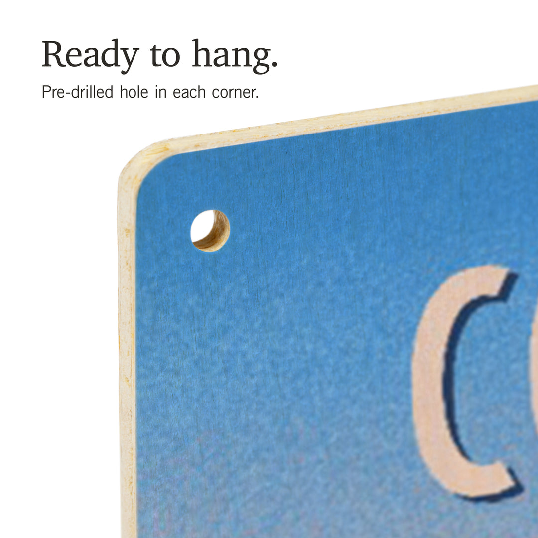 Connecticut, Prepare for Takeoff, Skis in Snowbank, Wood Signs and Postcards Wood Lantern Press