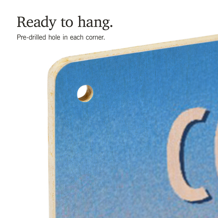 Connecticut, Prepare for Takeoff, Skis in Snowbank, Wood Signs and Postcards Wood Lantern Press