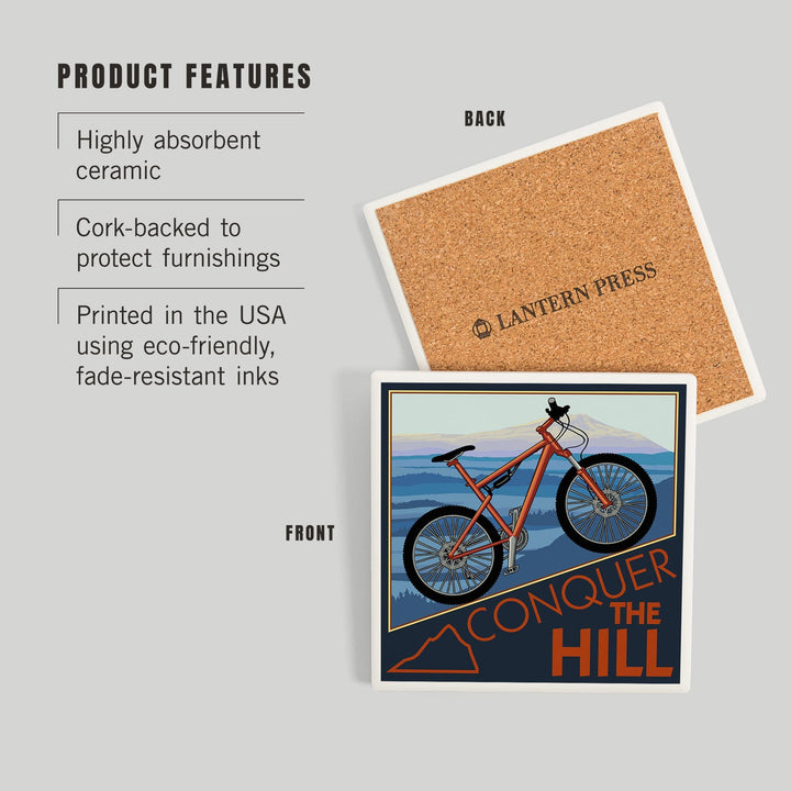 Conquer the Hill, Mountain Bike, Coasters Coasters Lantern Press