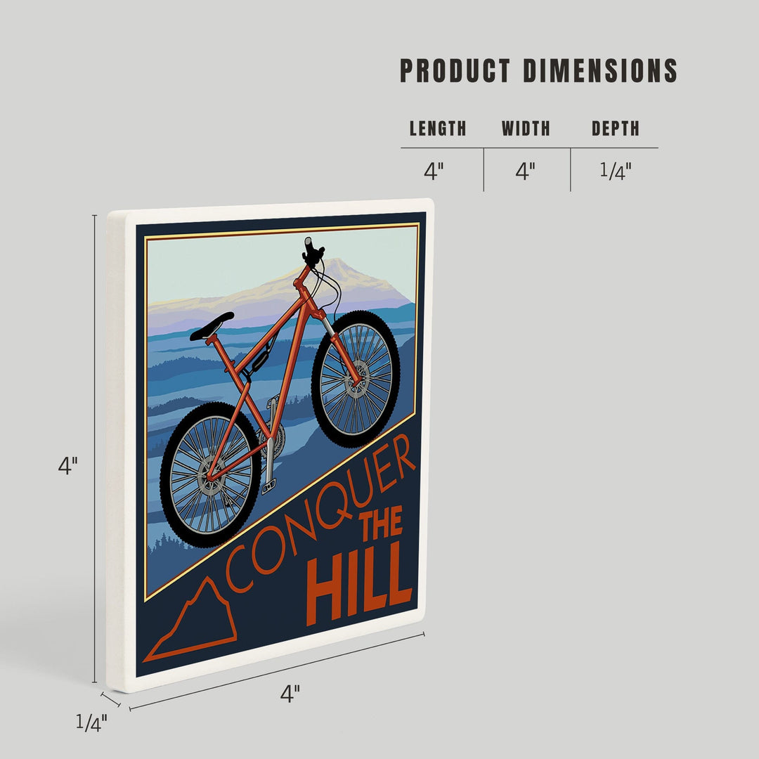 Conquer the Hill, Mountain Bike, Coasters Coasters Lantern Press