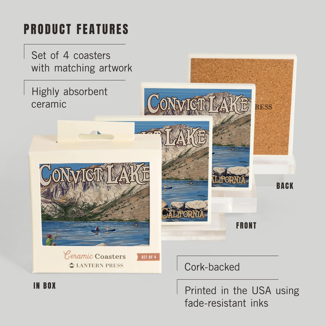 Convict Lake, California Scene, Coasters Coasters Lantern Press