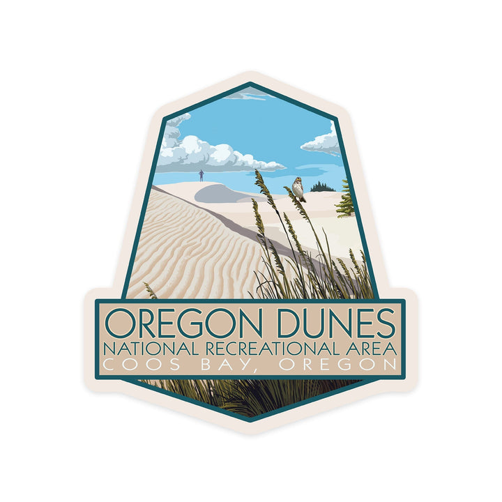 Coos Bay, Oregon, Sand Dunes Day Scene, Contour, Vinyl Sticker - Lantern Press