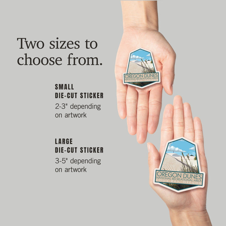 Coos Bay, Oregon, Sand Dunes Day Scene, Contour, Vinyl Sticker - Lantern Press