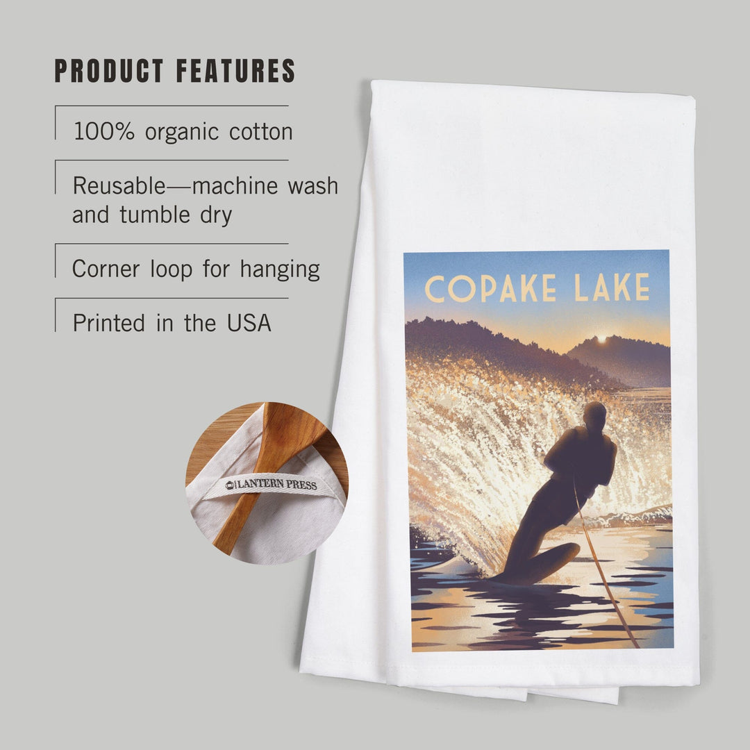 Copake Lake, New York, Get Outside Series, Wake Surfing, Organic Cotton Kitchen Tea Towels Kitchen Lantern Press