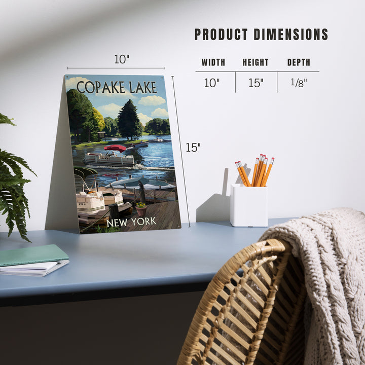 Copake Lake, New York, Painterly, Boats on the Marina, Wood Signs and Postcards Wood Lantern Press