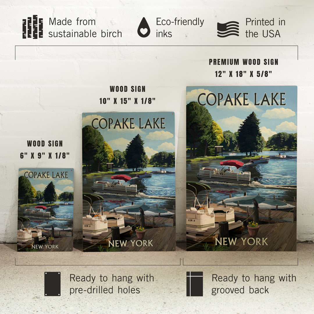 Copake Lake, New York, Painterly, Boats on the Marina, Wood Signs and Postcards Wood Lantern Press
