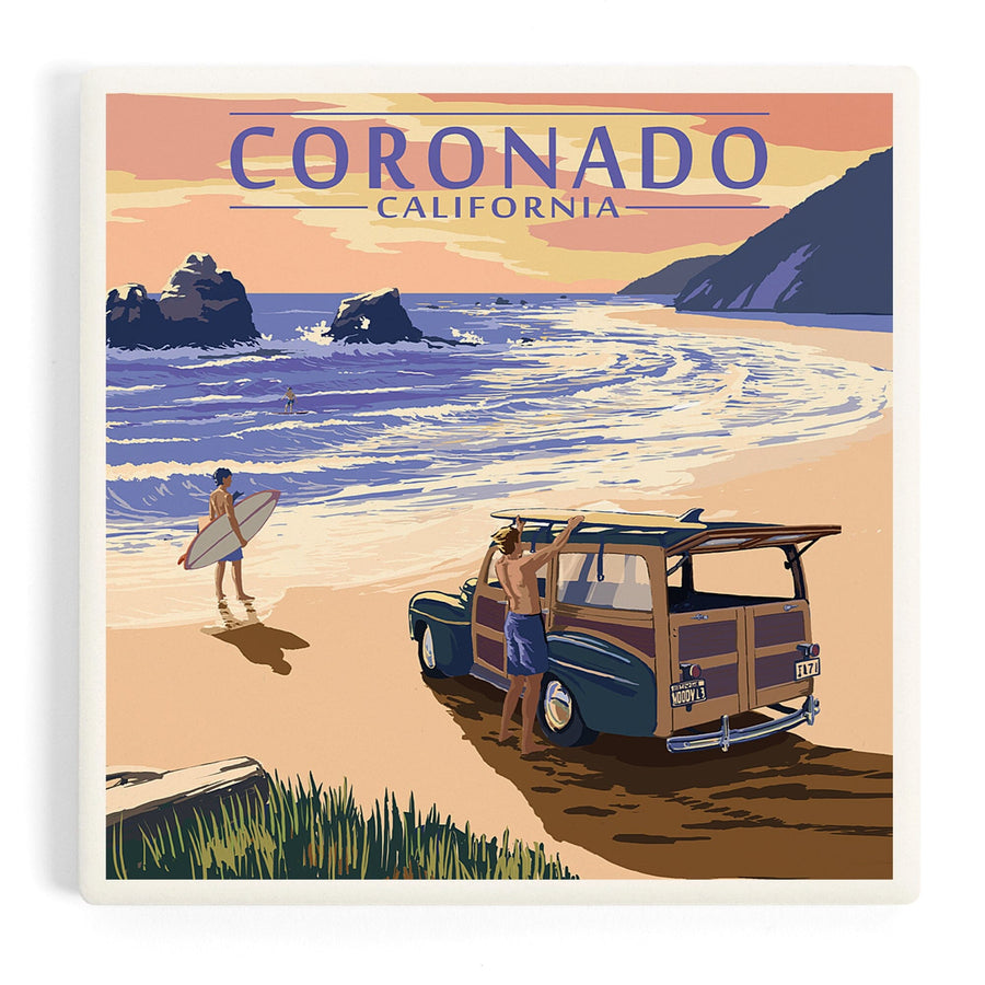 Coronado, California, Woody on the Beach, Coasters Coasters Lantern Press