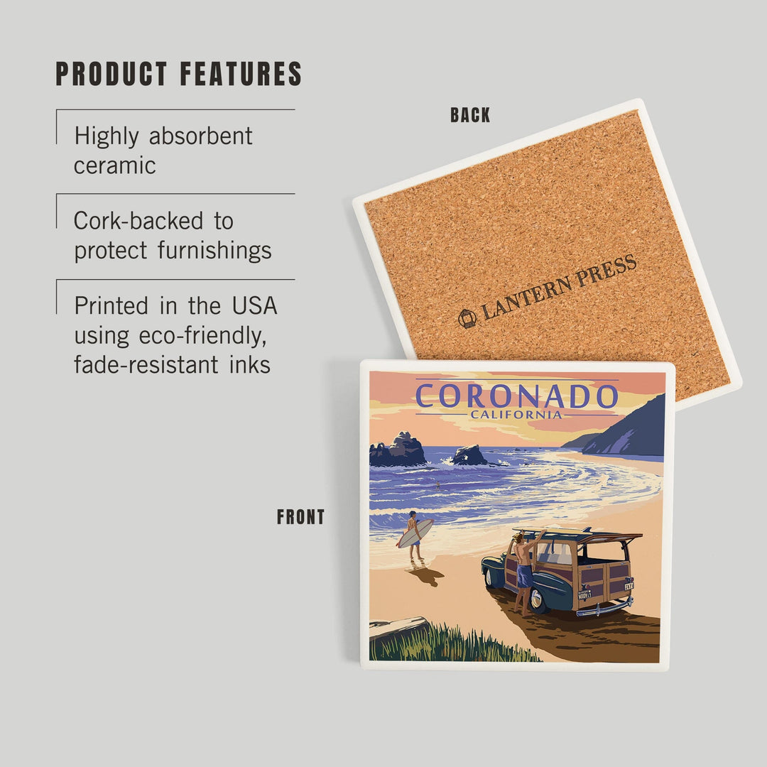 Coronado, California, Woody on the Beach, Coasters Coasters Lantern Press