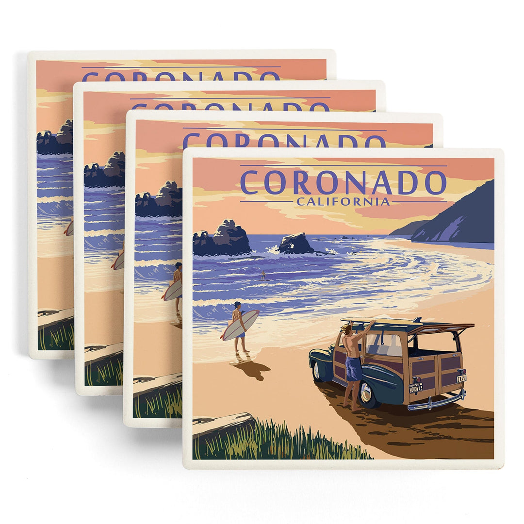 Coronado, California, Woody on the Beach, Coasters Coasters Lantern Press