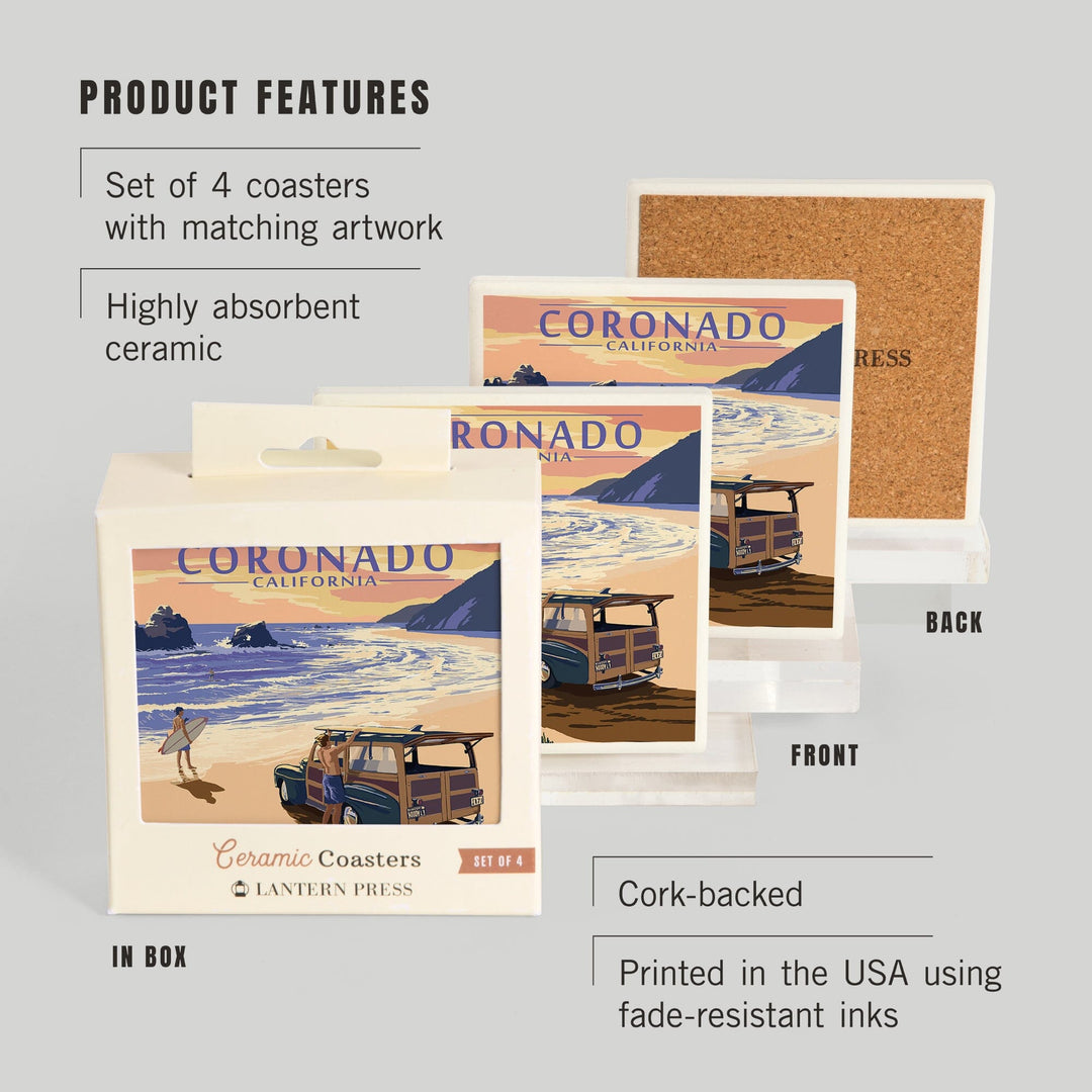 Coronado, California, Woody on the Beach, Coasters Coasters Lantern Press