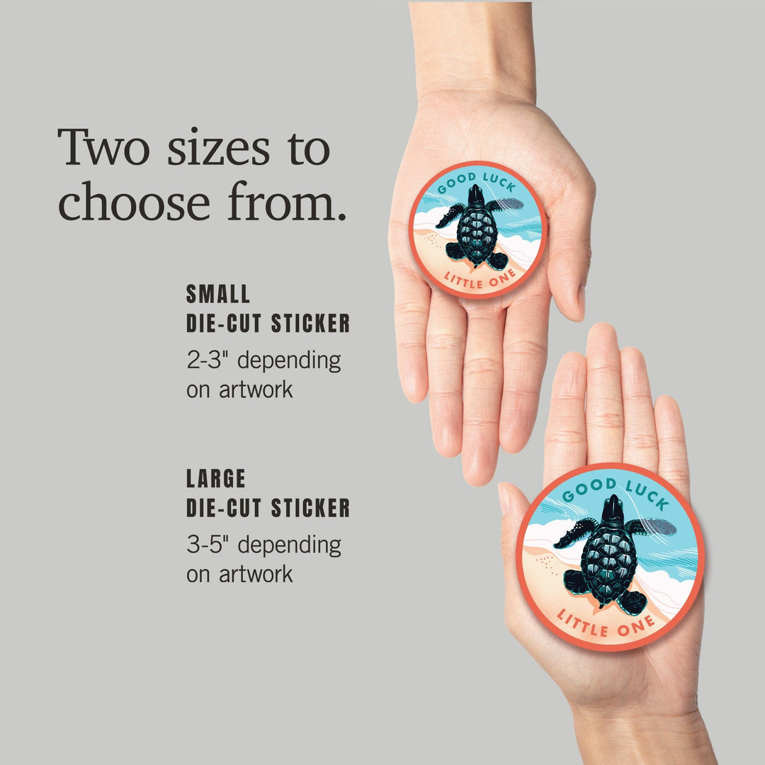 Courageous Explorer Collection, Turtle, Good Luck Little One, Contour, Vinyl Sticker - Lantern Press