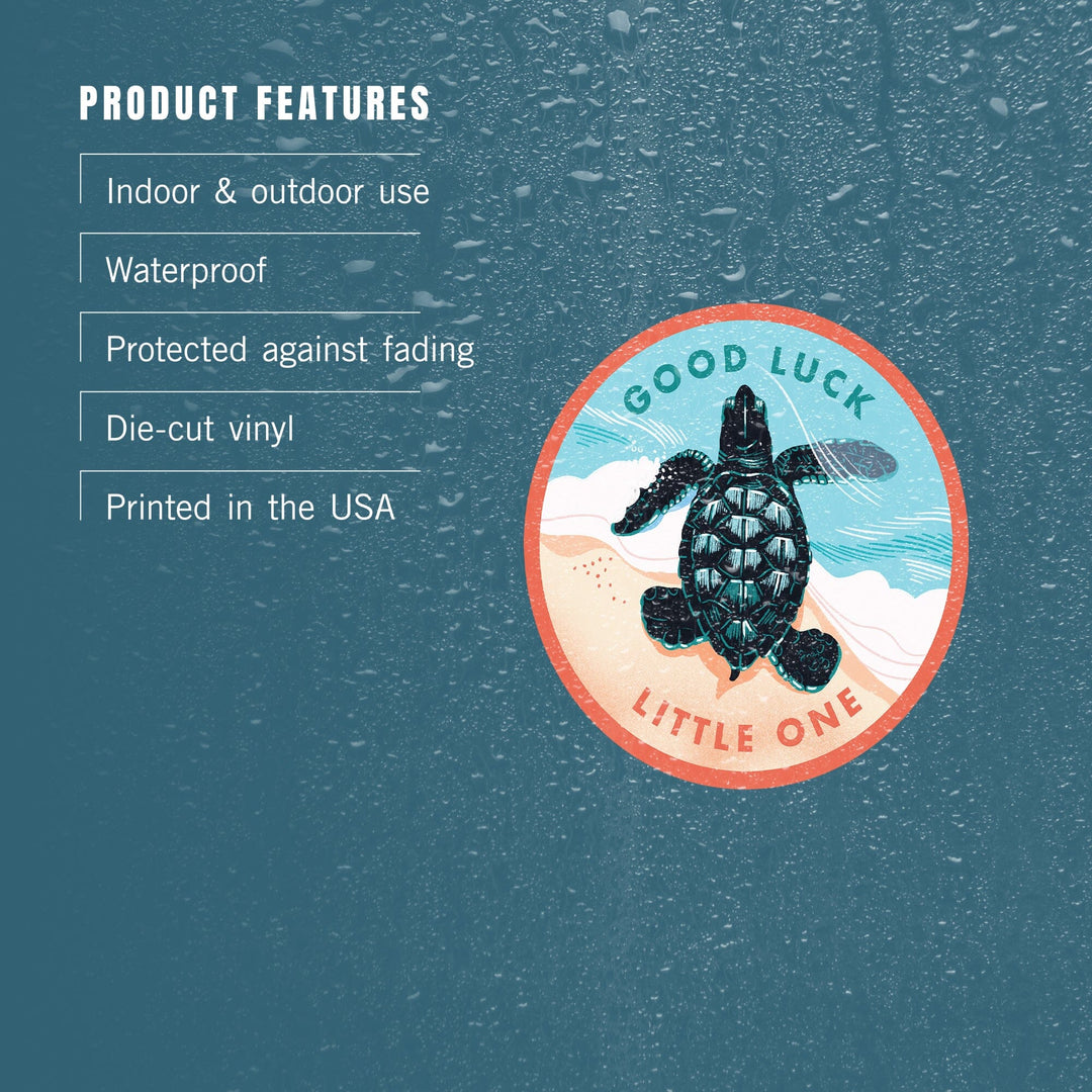 Courageous Explorer Collection, Turtle, Good Luck Little One, Contour, Vinyl Sticker - Lantern Press