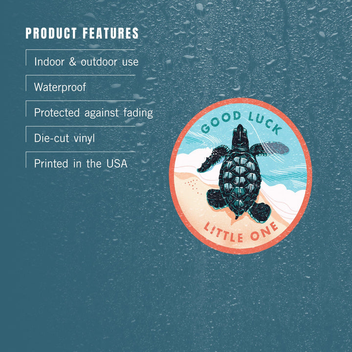 Courageous Explorer Collection, Turtle, Good Luck Little One, Contour, Vinyl Sticker - Lantern Press