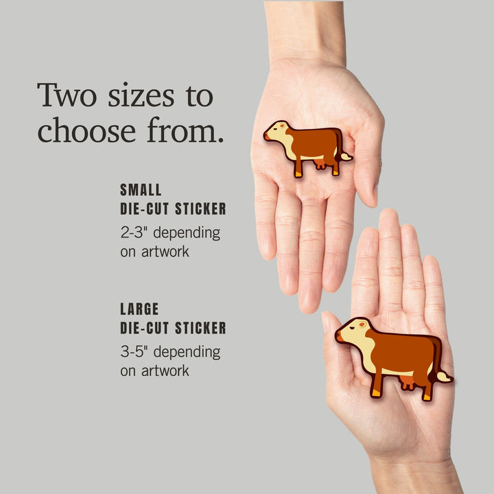 Cow, Light Brown, Geometric, Contour, Vinyl Sticker Sticker Lantern Press