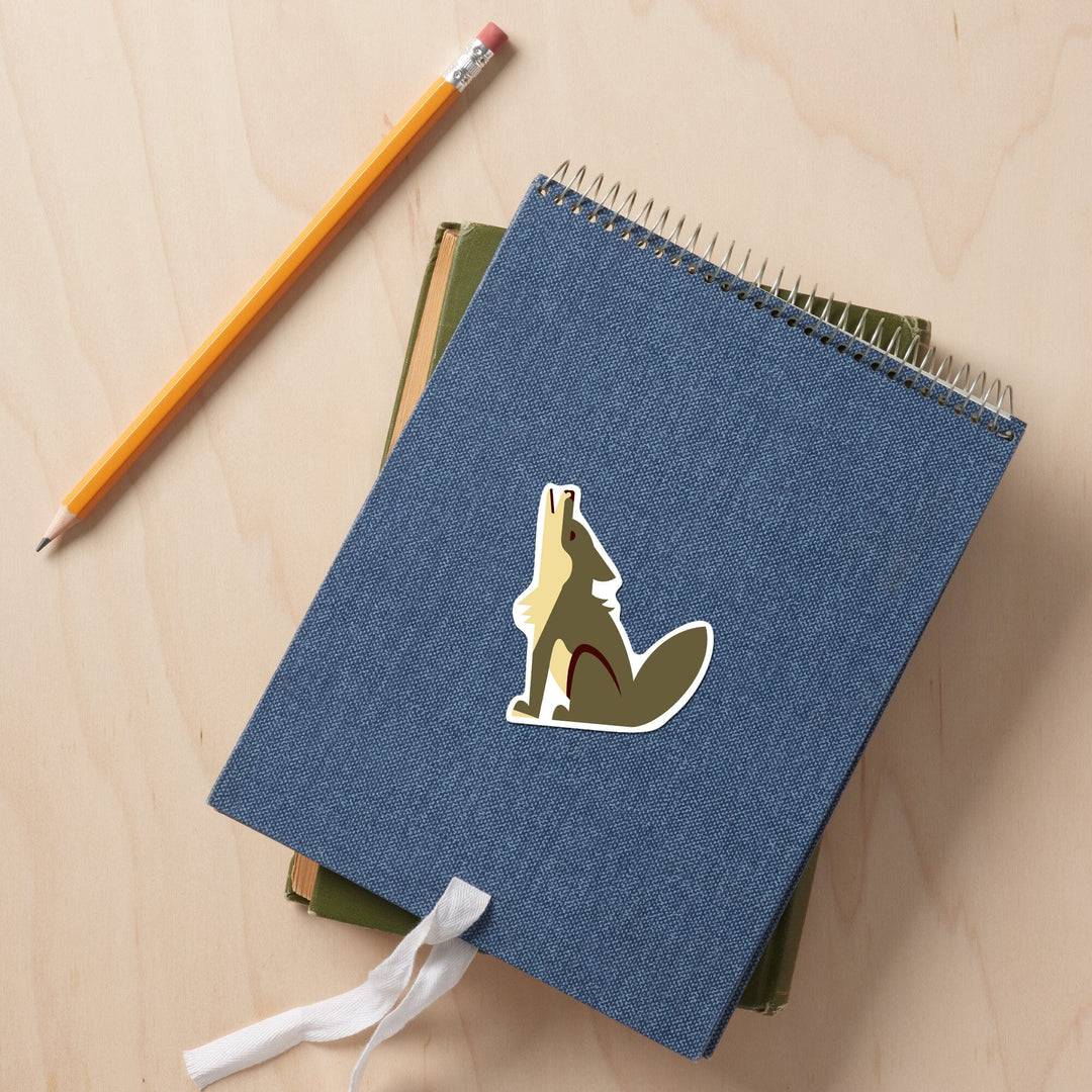 Coyote, Geometric, Contour, Vinyl Sticker Sticker Lantern Press