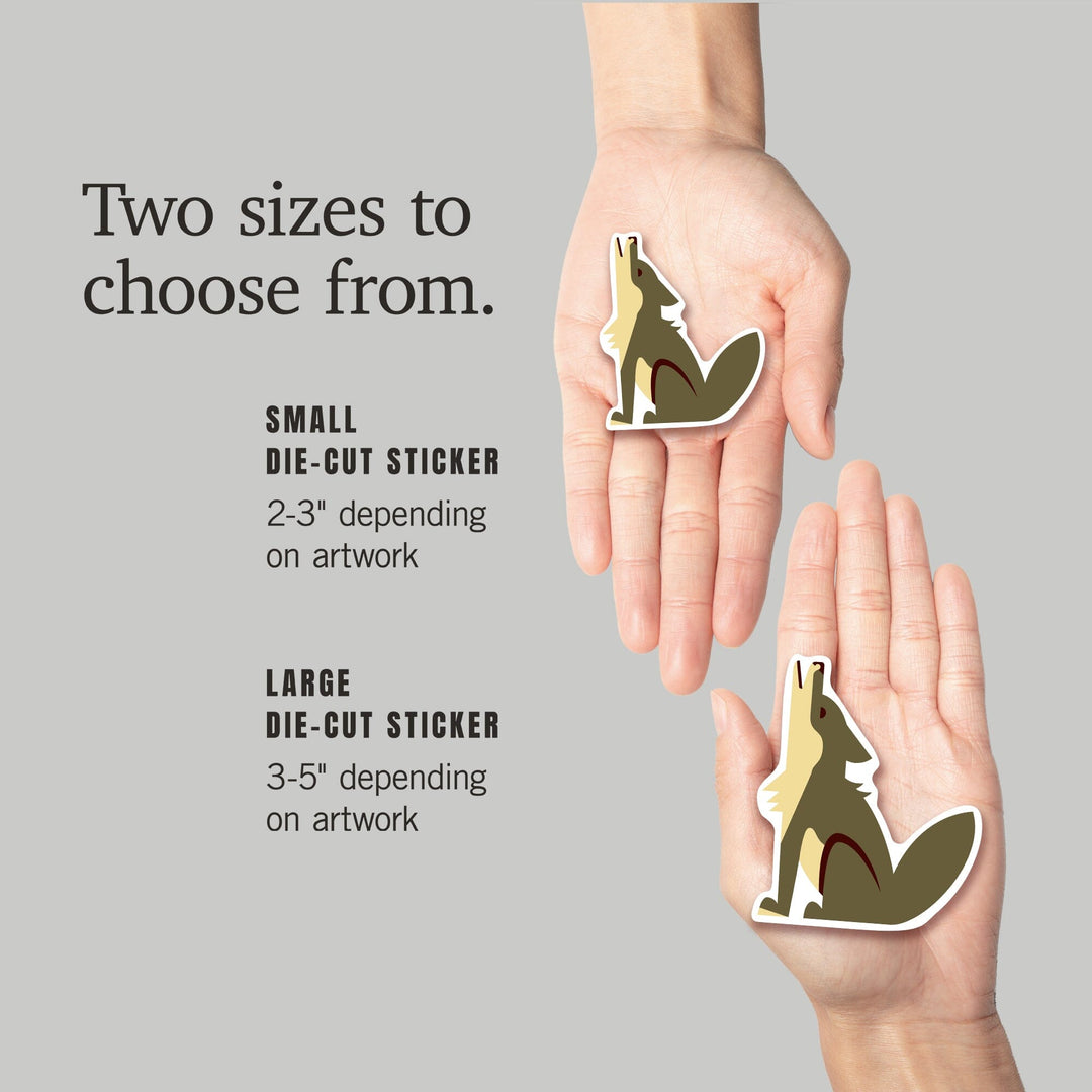 Coyote, Geometric, Contour, Vinyl Sticker Sticker Lantern Press