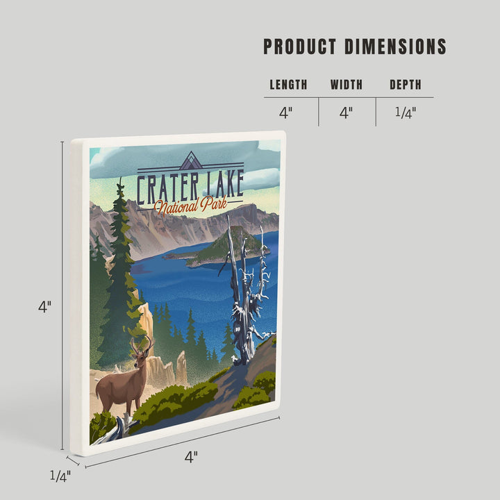Crater Lake National Park, Lithograph National Park Series, Coasters Coasters Lantern Press