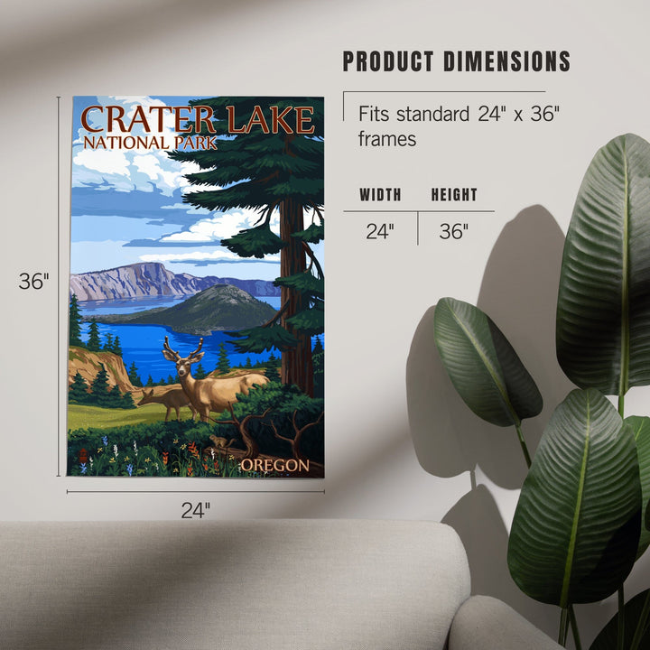 Crater Lake National Park, Oregon, Deer Family, Art & Giclee Prints - Lantern Press