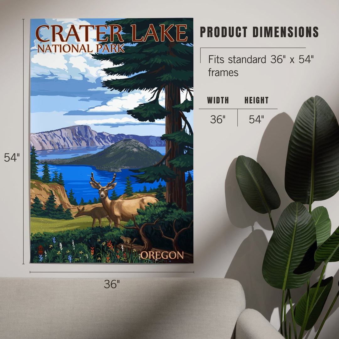 Crater Lake National Park, Oregon, Deer Family, Art & Giclee Prints - Lantern Press