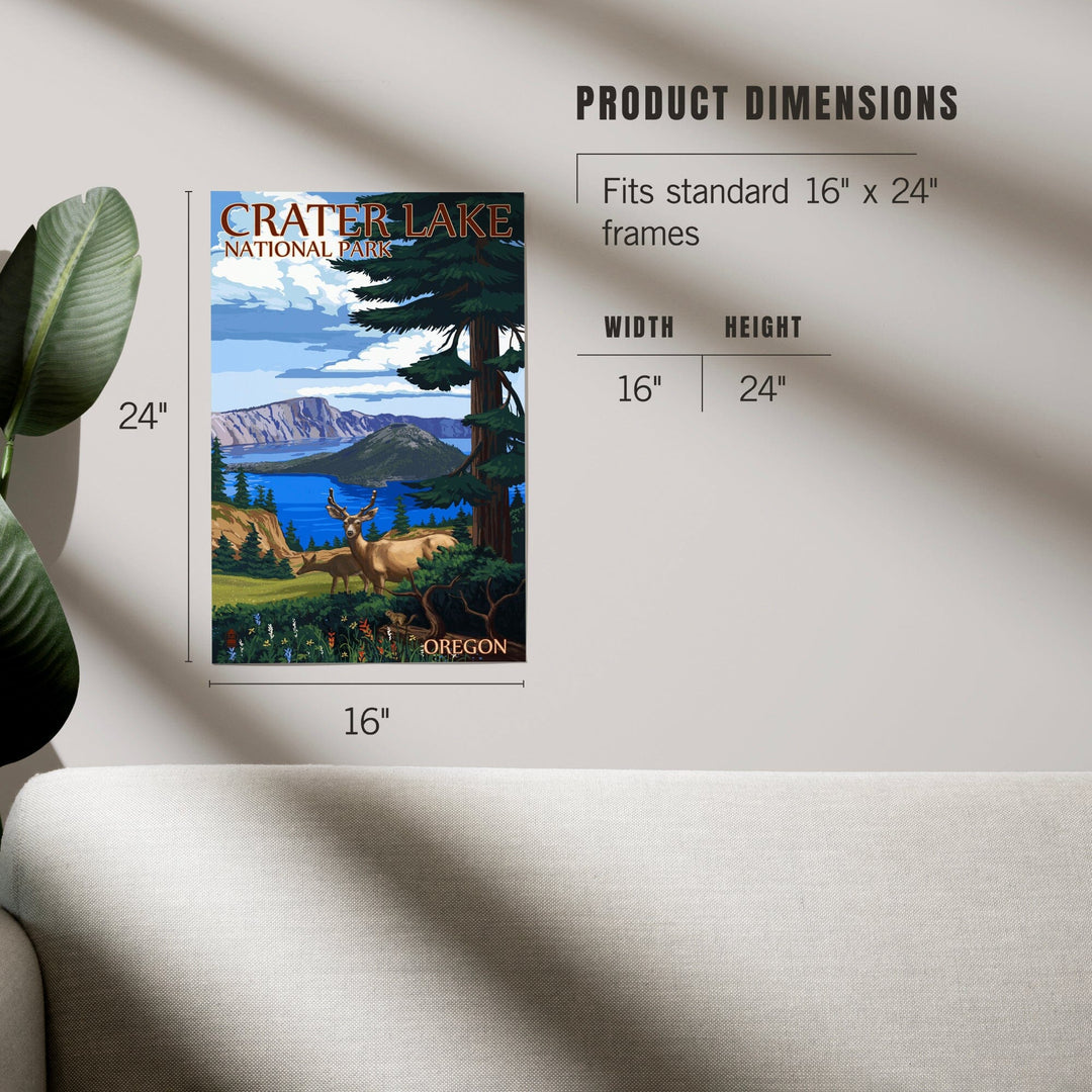 Crater Lake National Park, Oregon, Deer Family, Art & Giclee Prints - Lantern Press