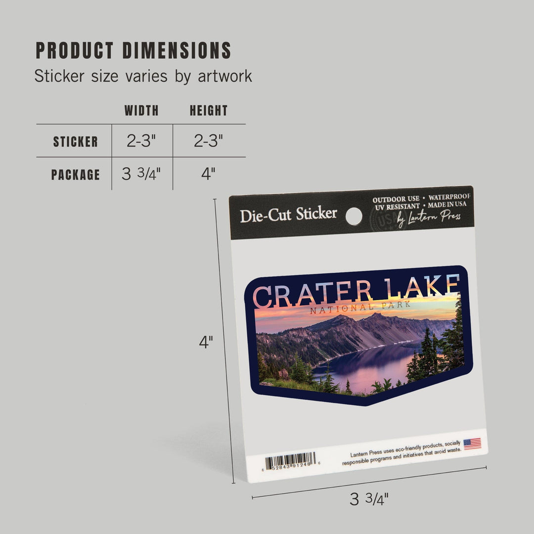 Crater Lake National Park, Oregon, Early Morning At Crater Lake, Contour, Vinyl Sticker Sticker Lantern Press