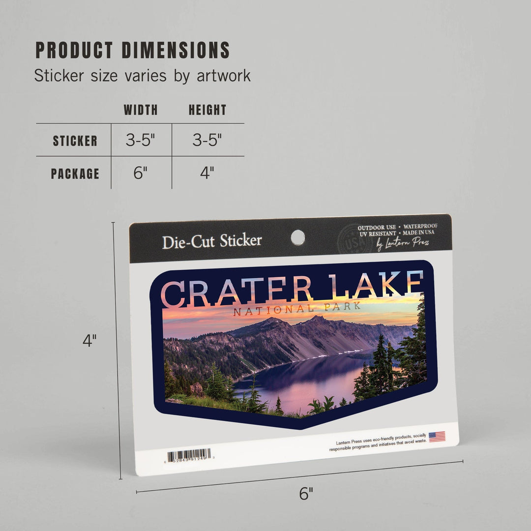 Crater Lake National Park, Oregon, Early Morning At Crater Lake, Contour, Vinyl Sticker Sticker Lantern Press
