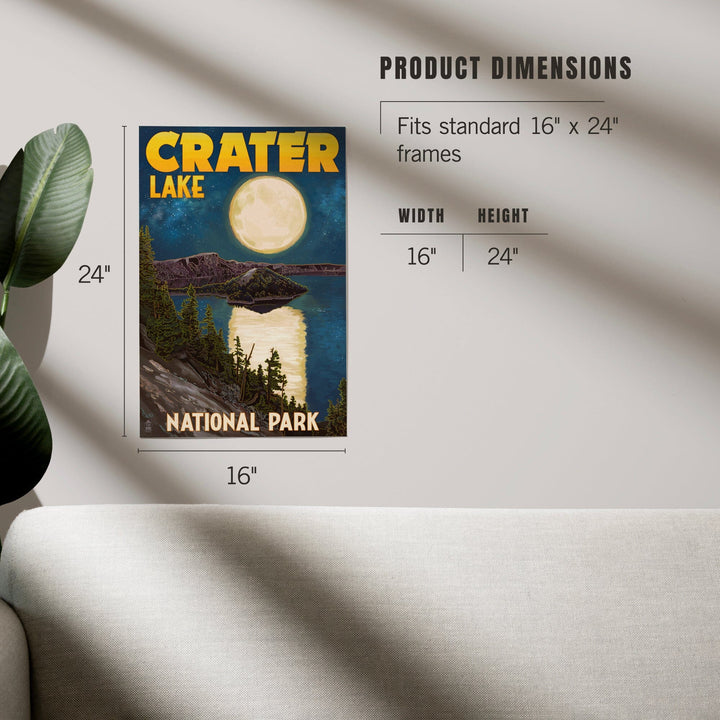 Crater Lake National Park, Oregon, Lake and Full Moon, Art & Giclee Prints - Lantern Press