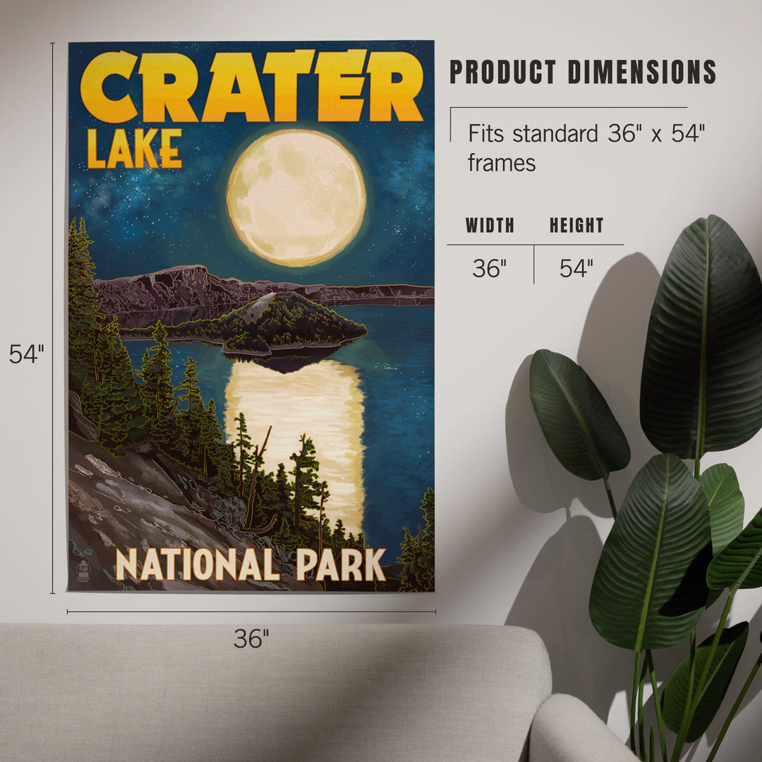 Crater Lake National Park, Oregon, Lake and Full Moon, Art & Giclee Prints - Lantern Press