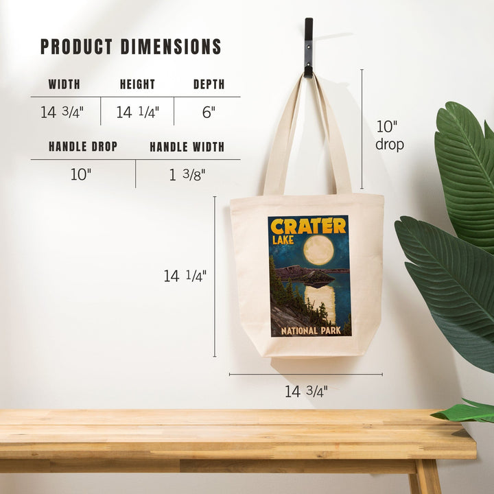 Crater Lake National Park, Oregon, Lake and Full Moon, Tote Bag Totes Lantern Press