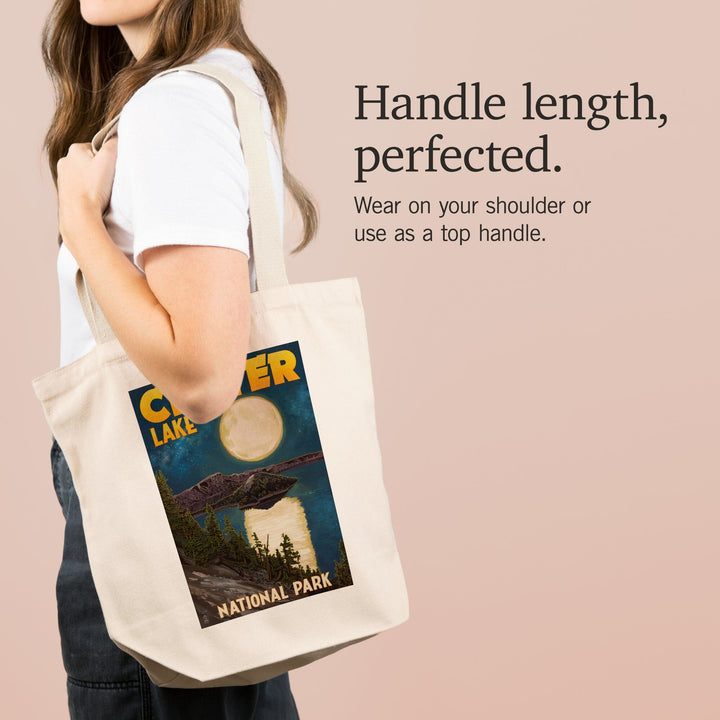 Crater Lake National Park, Oregon, Lake and Full Moon, Tote Bag Totes Lantern Press