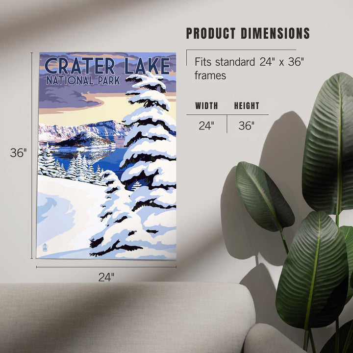 Crater Lake National Park, Oregon, Winter Scene, Painterly Series, Art & Giclee Prints - Lantern Press