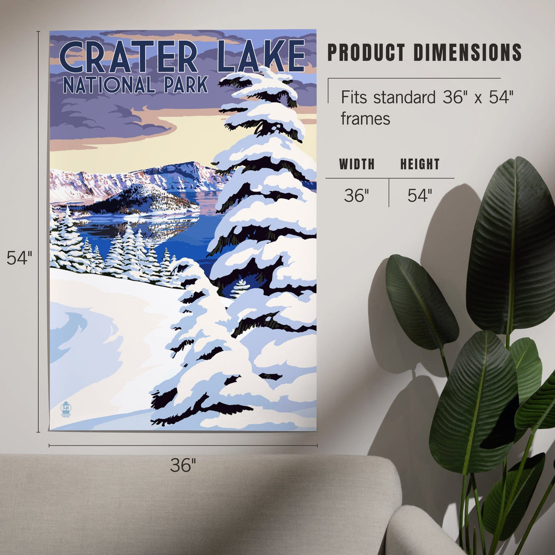 Crater Lake National Park, Oregon, Winter Scene, Painterly Series, Art & Giclee Prints - Lantern Press