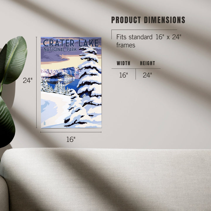 Crater Lake National Park, Oregon, Winter Scene, Painterly Series, Art & Giclee Prints - Lantern Press