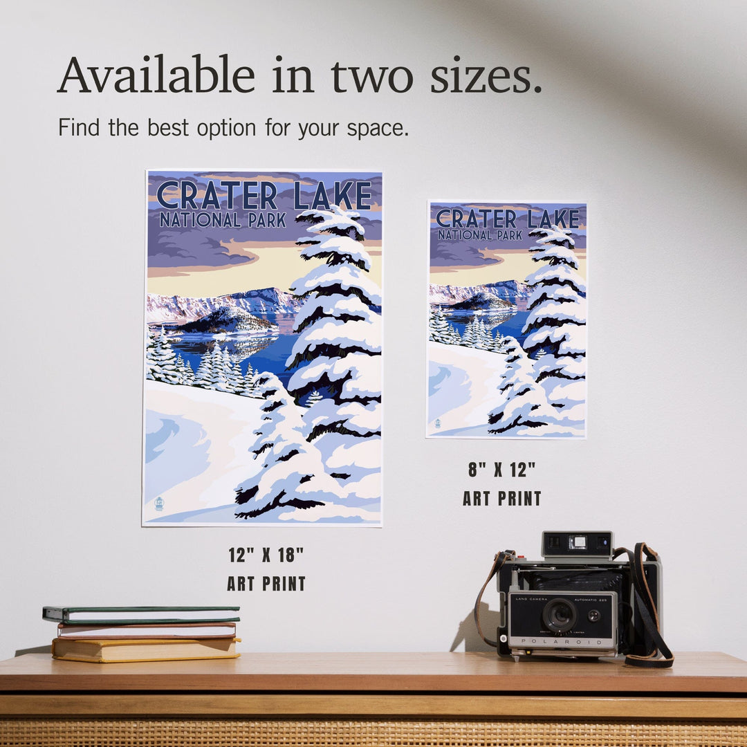 Crater Lake National Park, Oregon, Winter Scene, Painterly Series, Art & Giclee Prints - Lantern Press