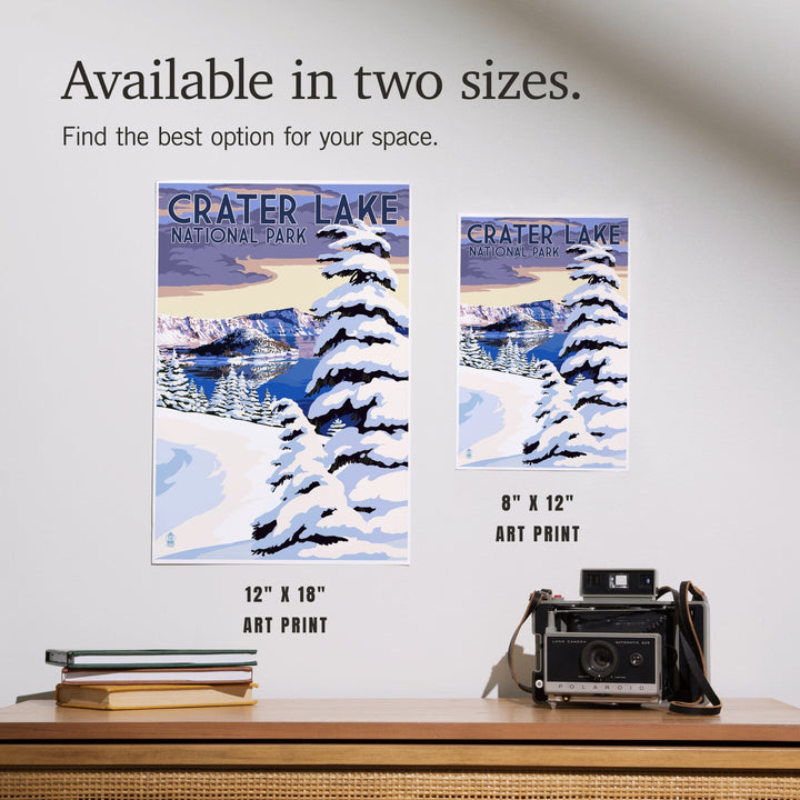 Crater Lake National Park, Oregon, Winter Scene, Painterly Series, Art & Giclee Prints - Lantern Press