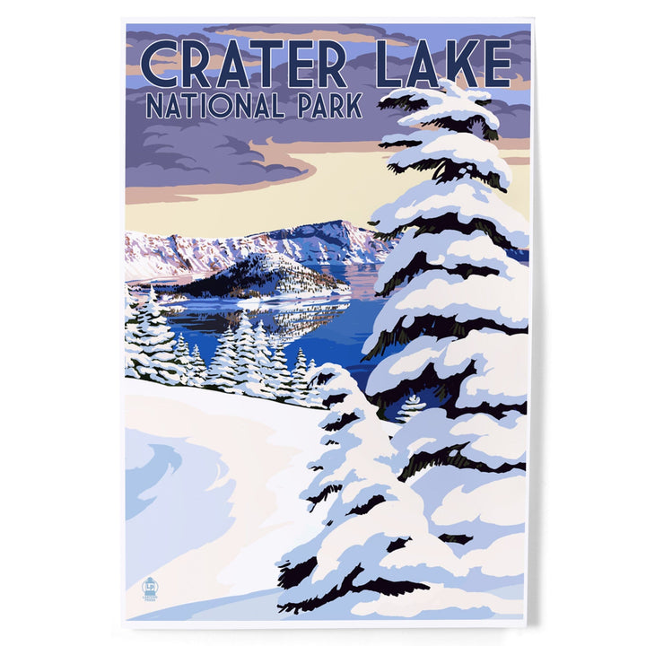 Crater Lake National Park, Oregon, Winter Scene, Painterly Series, Art & Giclee Prints - Lantern Press