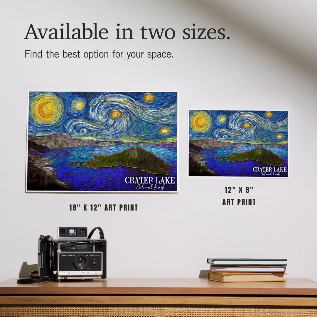 Crater Lake National Park, Starry Night National Park Series, Art & Giclee Prints - Lantern Press