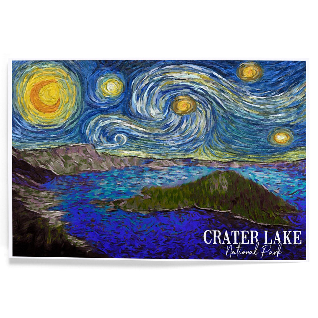 Crater Lake National Park, Starry Night National Park Series, Art & Giclee Prints - Lantern Press