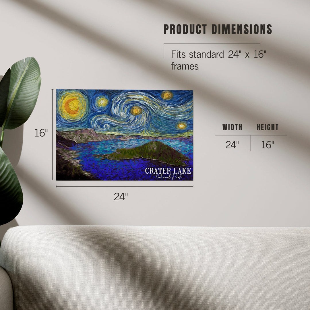 Crater Lake National Park, Starry Night National Park Series, Art & Giclee Prints - Lantern Press