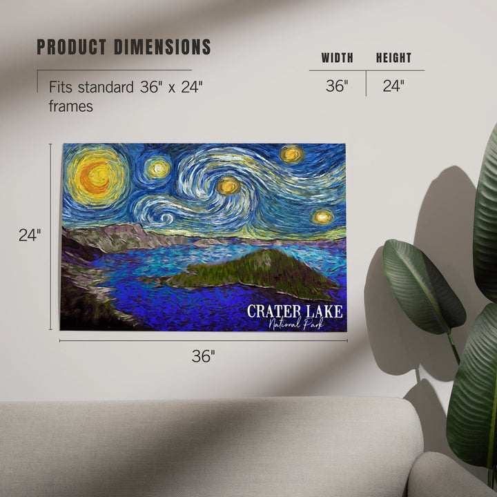 Crater Lake National Park, Starry Night National Park Series, Art & Giclee Prints - Lantern Press