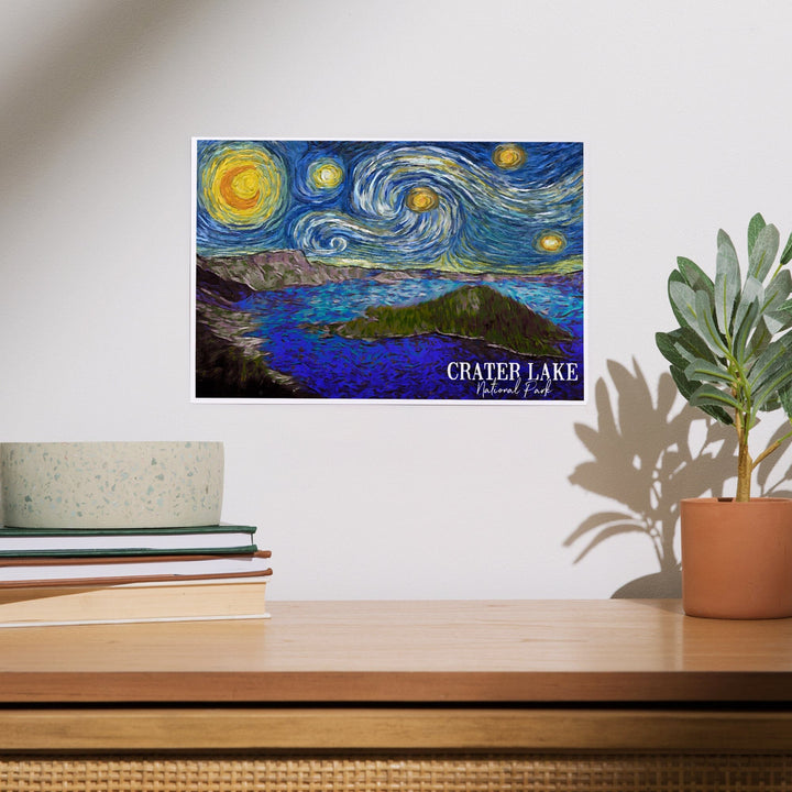 Crater Lake National Park, Starry Night National Park Series, Art & Giclee Prints - Lantern Press