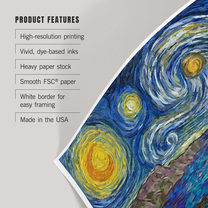 Crater Lake National Park, Starry Night National Park Series, Art & Giclee Prints - Lantern Press