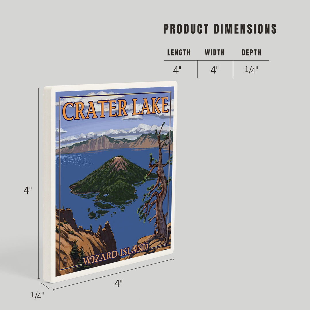 Crater Lake, Oregon, Wizard Island View, Coasters Coasters Lantern Press