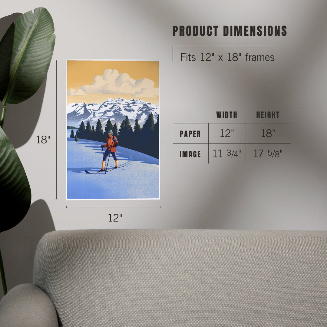 Cross Country Skier, Litho, Art & Giclee Prints - Lantern Press