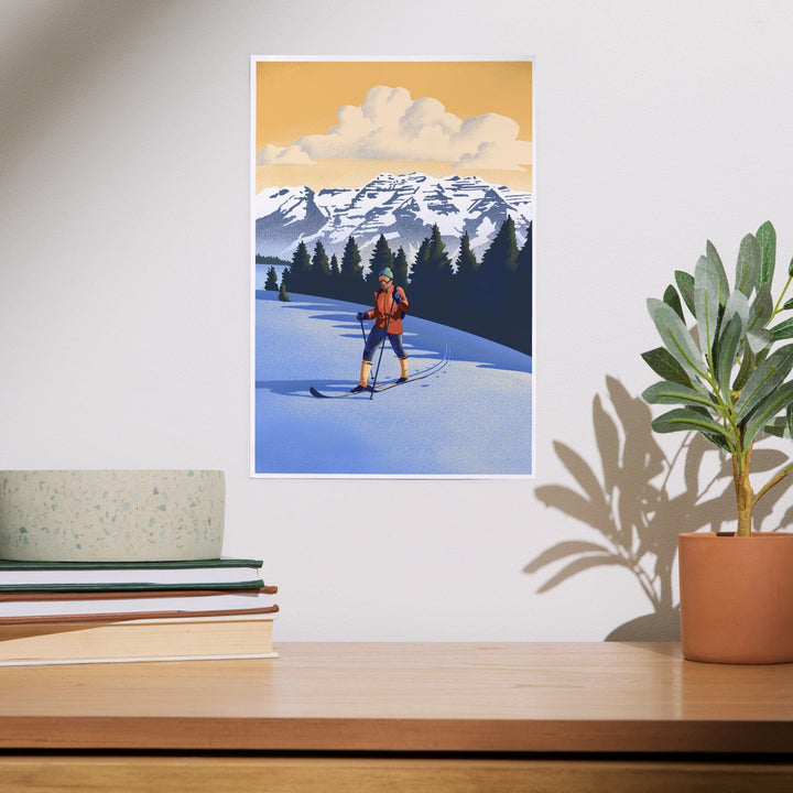 Cross Country Skier, Litho, Art & Giclee Prints - Lantern Press